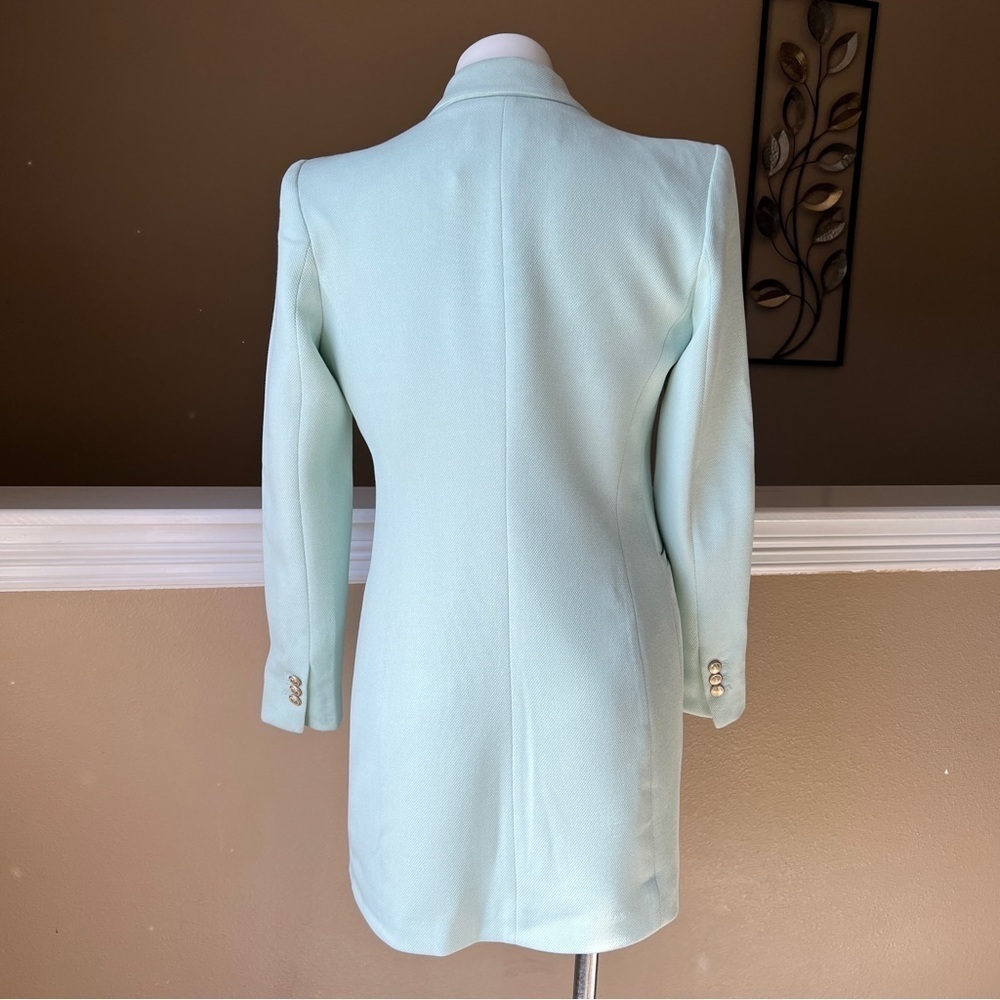 ZARA LONG DOUBLE-BREASTED BLAZER LIGHT GREEN | 2368/782 SIZE XS - Picture 6 of 16